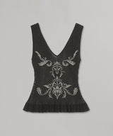 Damask-Pattern Rib Knit Sleeve-FETICO-Forget-me-nots Online Store