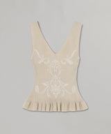 Damask-Pattern Rib Knit Sleeve-FETICO-Forget-me-nots Online Store