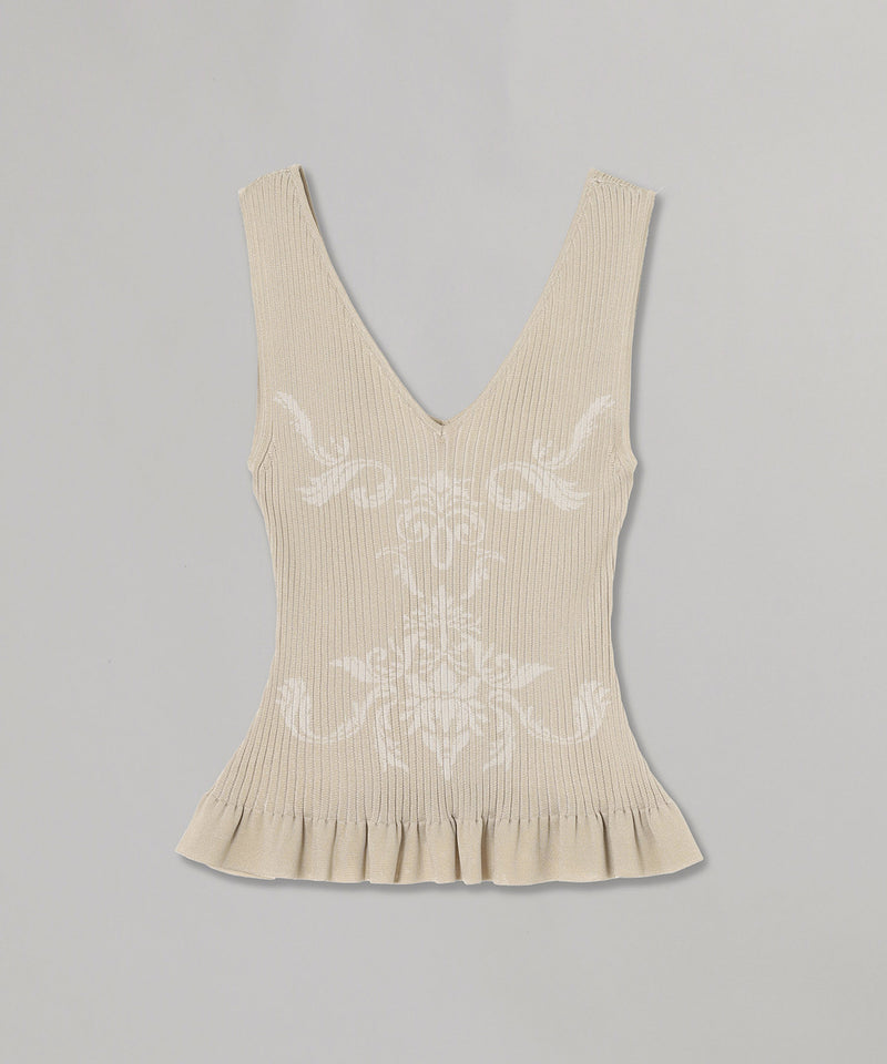 Damask-Pattern Rib Knit Sleeve｜フェティコ(FETICO)｜Forget-me-nots