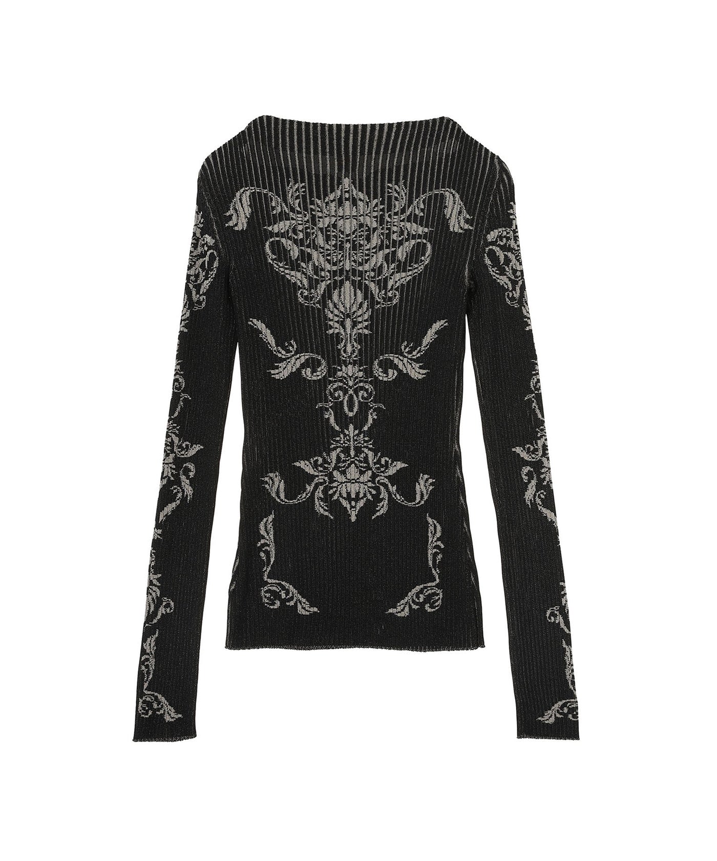 FETICO フェティコ ダマスク柄 リブ ニット トップス 黒 36 26ss FETICO | DAMASK PATTERN RIB KNIT TOP – イデアル公式オンラインショップ