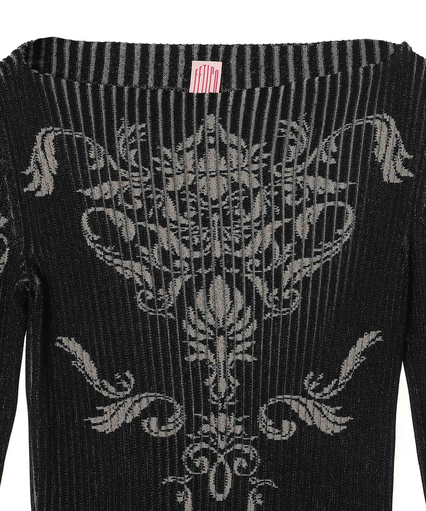 fetico DAMASK-PATTERN RIB KNIT TOP ベージュ FETICO (フェティコ) SPRING-SUMMER 2026 DAMASK PATTERN RIB KNIT TOP