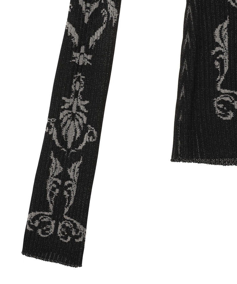 Damask-Pattern Rib Knit Top｜フェティコ(FETICO)｜Forget-me-nots