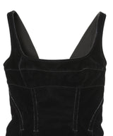 Flocked Denim Peplum Bustier