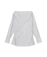 Cotton Stripe Scarf Collar Blouse-FETICO-Forget-me-nots Online Store