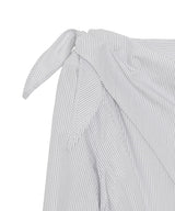 Cotton Stripe Scarf Collar Blouse-FETICO-Forget-me-nots Online Store