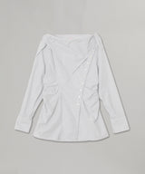 Cotton Stripe Scarf Collar Blouse-FETICO-Forget-me-nots Online Store