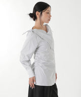 Cotton Stripe Scarf Collar Blouse-FETICO-Forget-me-nots Online Store