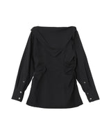 Organic Cotton Scarf Collar Blouse-FETICO-Forget-me-nots Online Store