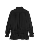 Fine Wool Suiting Gathered Belted Blouson