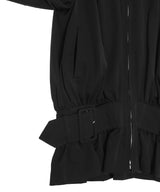 Fine Wool Suiting Gathered Belted Blouson