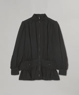 Fine Wool Suiting Gathered Belted Blouson
