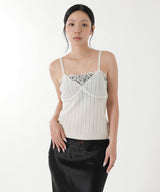 Hairy Lace Paneled Rib-Back Camisole-FETICO-Forget-me-nots Online Store