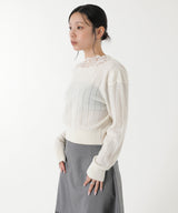 Hairy Lace Paneled Cropped Pullover-FETICO-Forget-me-nots Online Store