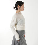 Hairy Lace Paneled Cropped Pullover-FETICO-Forget-me-nots Online Store