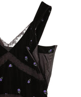 Rose Embroidered Velvet Dress