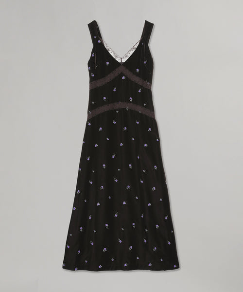 Rose Embroidered Velvet Dress-FETICO-Forget-me-nots Online Store