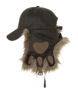 Cat earflap black denim Baseball Cap