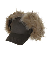 Cat earflap black denim Baseball Cap