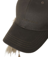 Cat earflap black denim Baseball Cap