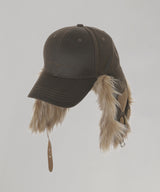 Cat earflap black denim Baseball Cap