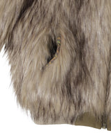 Brown Hooded Zip-Up Short Faux Fur Jacket