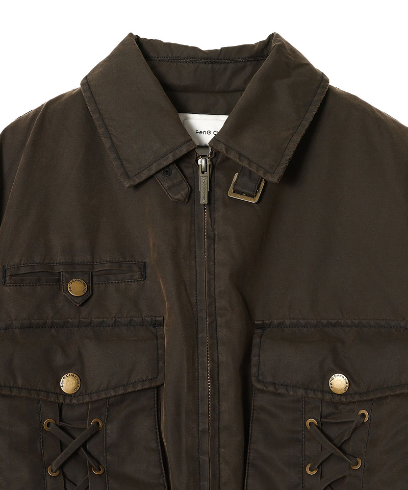 Washed Crop Bomber Jacket-Feng Chen Wang-Forget-me-nots Online Store