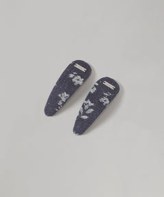 Floral Denim Hair Clips (2-Piece)-heyep-Forget-me-nots Online Store