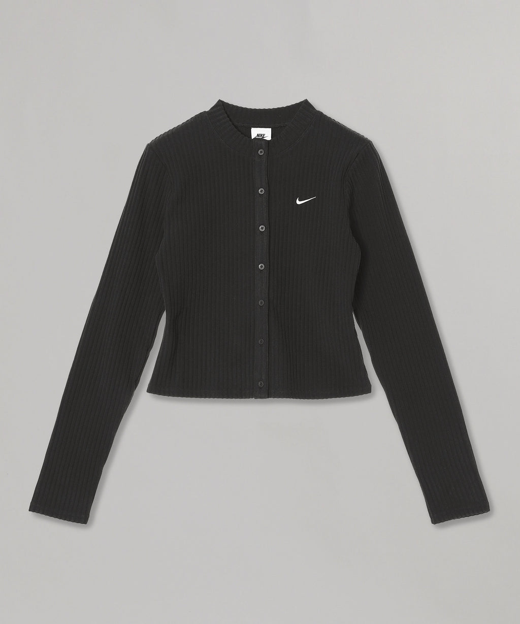 Nike ブラック カーディガン Nike Wmns Nsw Chill Knit Wide Ribbed Cardigan｜ナイキ(NIKE