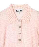 Sheer Cotton Printed Polo-GANNI-Forget-me-nots Online Store