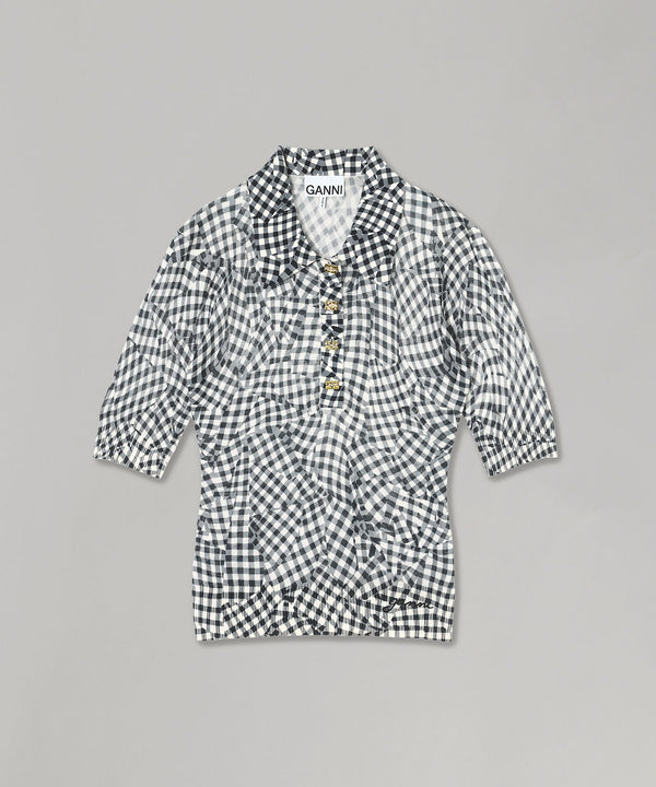 Sheer Cotton Printed Polo-GANNI-Forget-me-nots Online Store