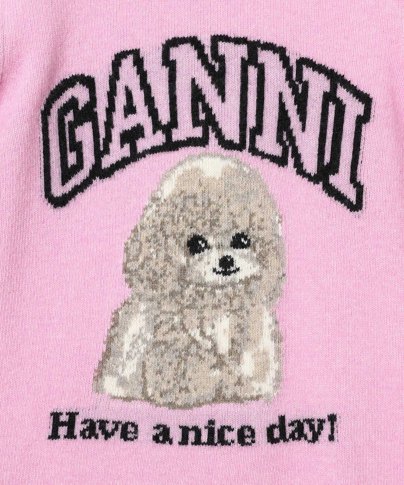 Graphic Wool Mix Poodle Crewneck-GANNI-Forget-me-nots Online Store