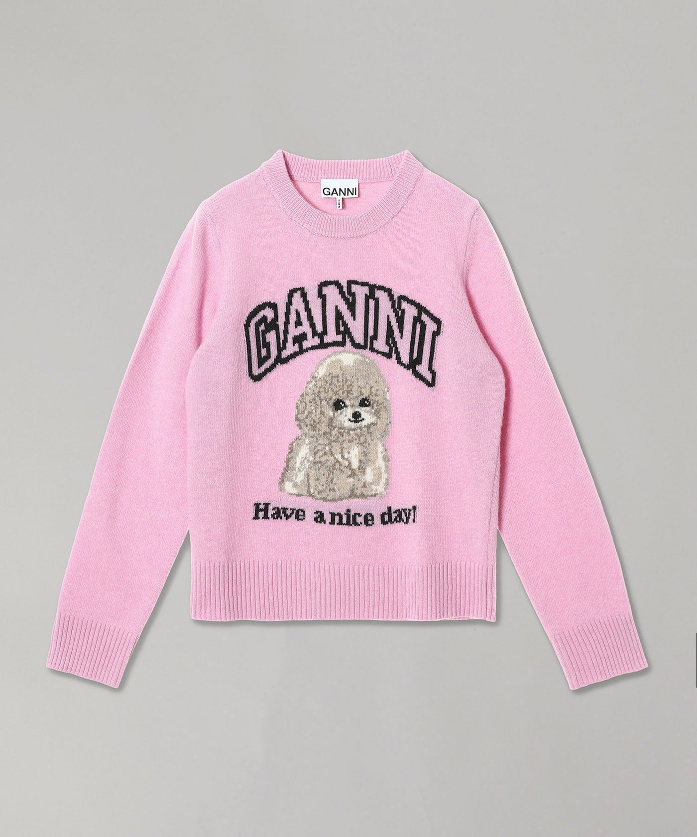 GANNI ロコ刺繍ニットヒニ A60625840 921 GANNI Striped lurex-knit Polo Shirt | Pink | FARFETCH
