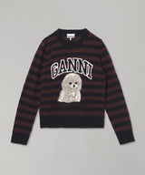 Graphic Wool Mix Poodle Stripe Crewneck-GANNI-Forget-me-nots Online Store