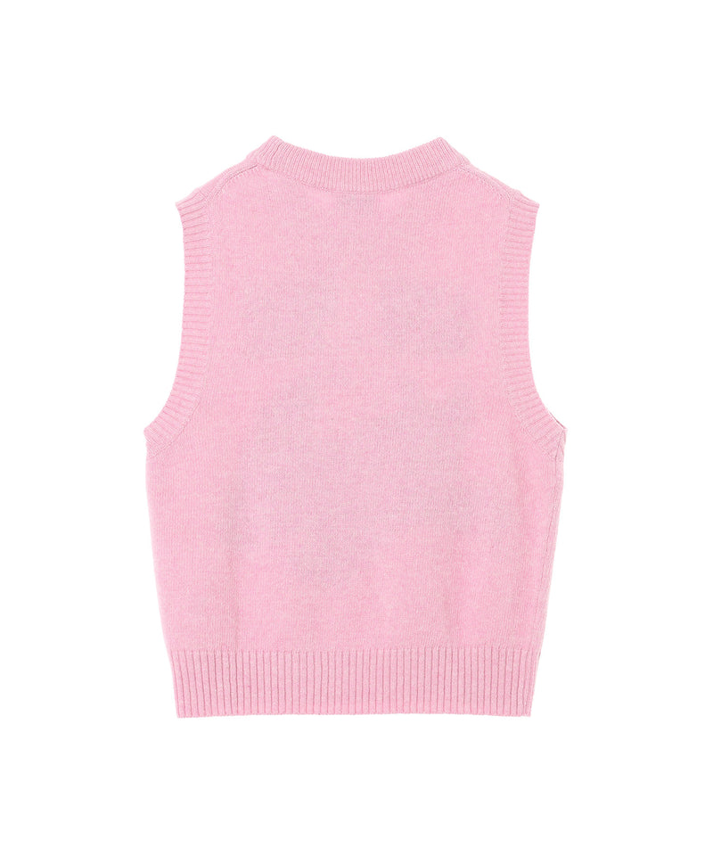 Graphic Wool Mix Pink Puppy Love Vest-GANNI-Forget-me-nots Online Store