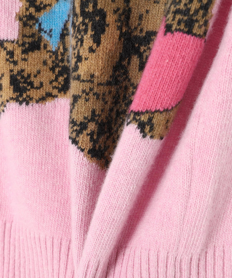 Graphic Wool Mix Pink Puppy Love Vest-GANNI-Forget-me-nots Online Store