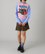 Graphic Wool Mix Pink Puppy Love Vest-GANNI-Forget-me-nots Online Store