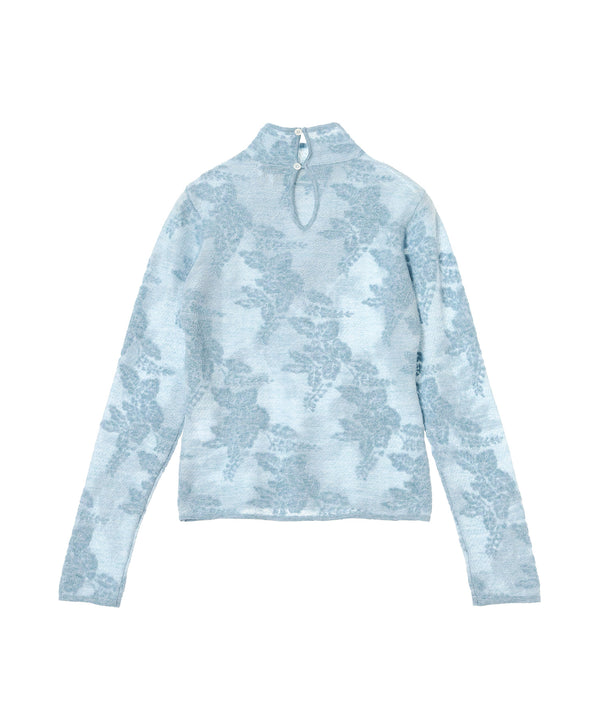 Sheer Flower Jacquard Mockneck-GANNI-Forget-me-nots Online Store