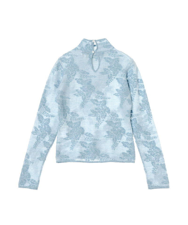 Sheer Flower Jacquard Mockneck-GANNI-Forget-me-nots Online Store