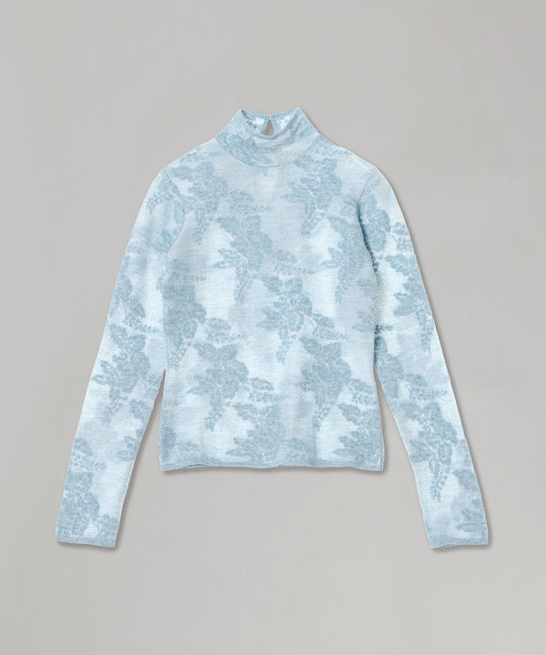 Sheer Flower Jacquard Mockneck-GANNI-Forget-me-nots Online Store