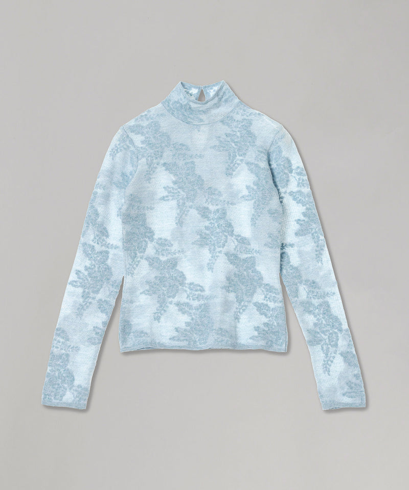 Sheer Flower Jacquard Mockneck-GANNI-Forget-me-nots Online Store