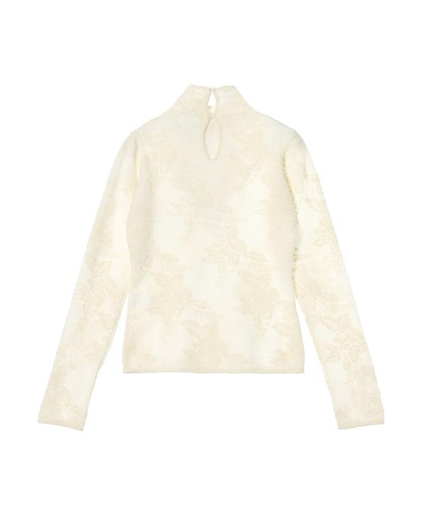 Sheer Flower Jacquard Mockneck-GANNI-Forget-me-nots Online Store