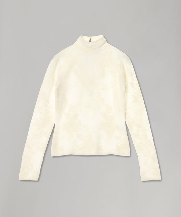 Sheer Flower Jacquard Mockneck-GANNI-Forget-me-nots Online Store