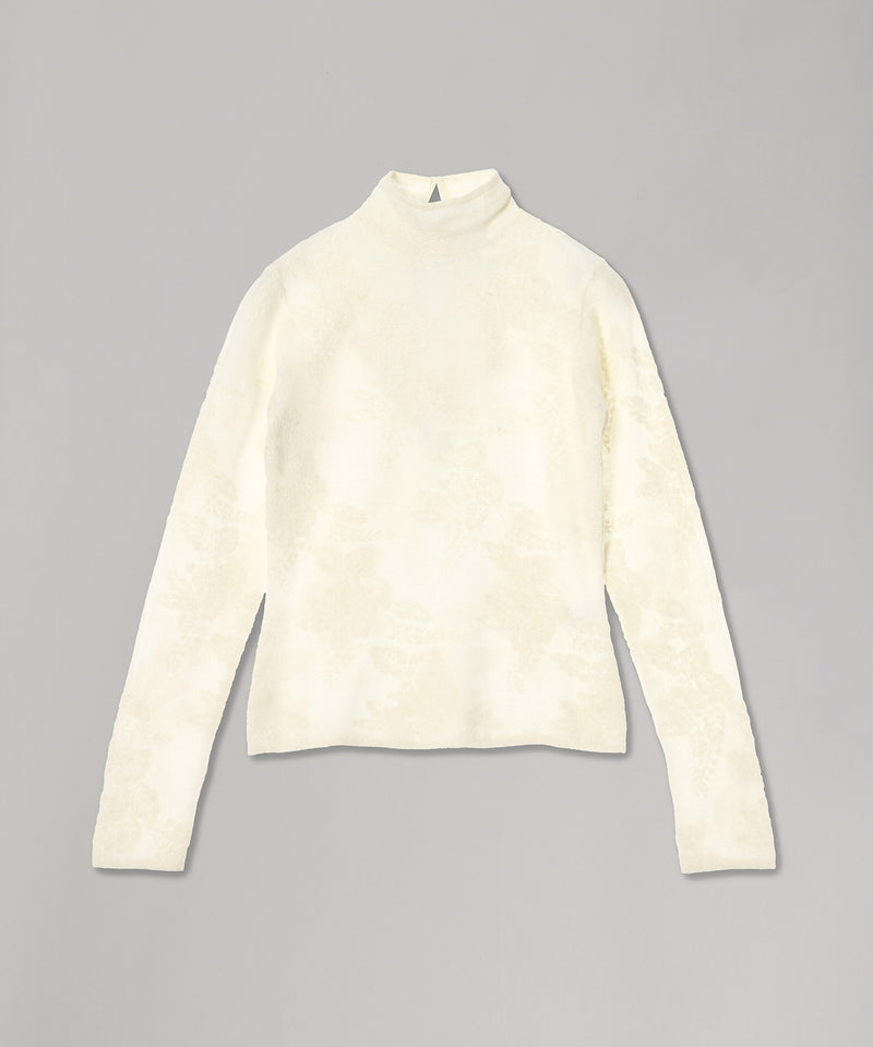 Sheer Flower Jacquard Mockneck-GANNI-Forget-me-nots Online Store