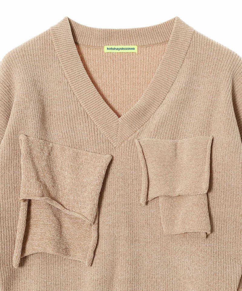 T D V-Neck Knit Top-kotohayokozawa-Forget-me-nots Online Store