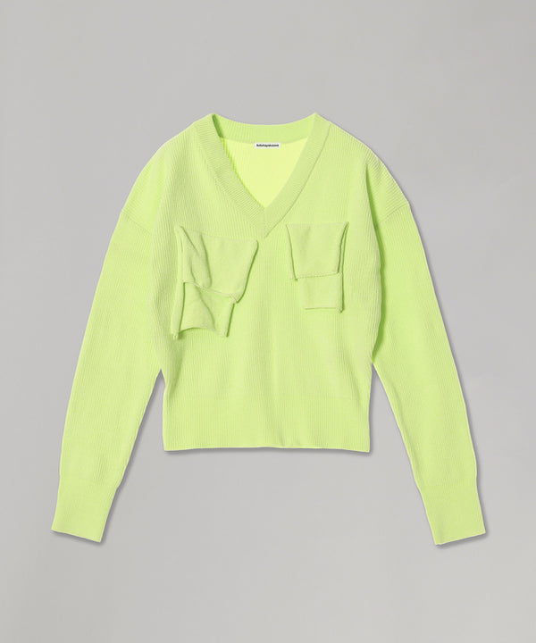 T D V-Neck Knit Top-kotohayokozawa-Forget-me-nots Online Store