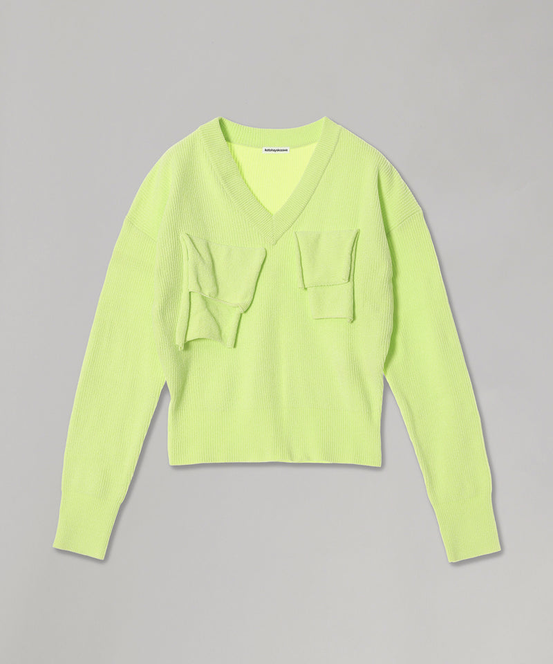 T D V-Neck Knit Top-kotohayokozawa-Forget-me-nots Online Store
