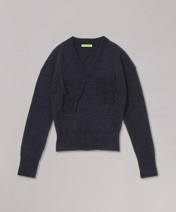 T D V-Neck Knit Top-kotohayokozawa-Forget-me-nots Online Store