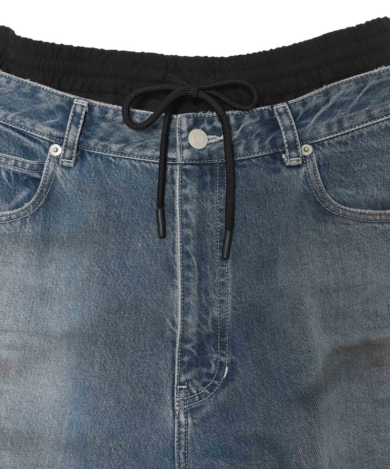 Double Denim Track Pants-LOADINGROOM-Forget-me-nots Online Store