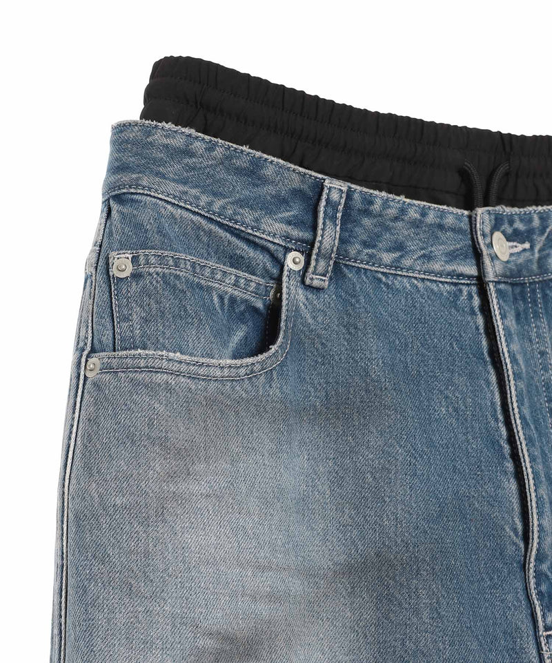 Double Denim Track Pants-LOADINGROOM-Forget-me-nots Online Store