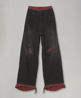 Double Denim Track Pants-LOADINGROOM-Forget-me-nots Online Store
